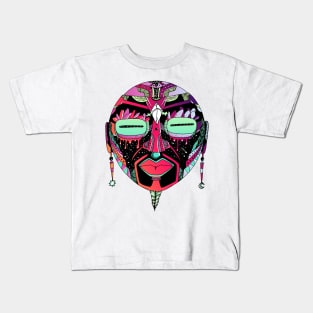 Blue Red Blend African Mask 2 Kids T-Shirt